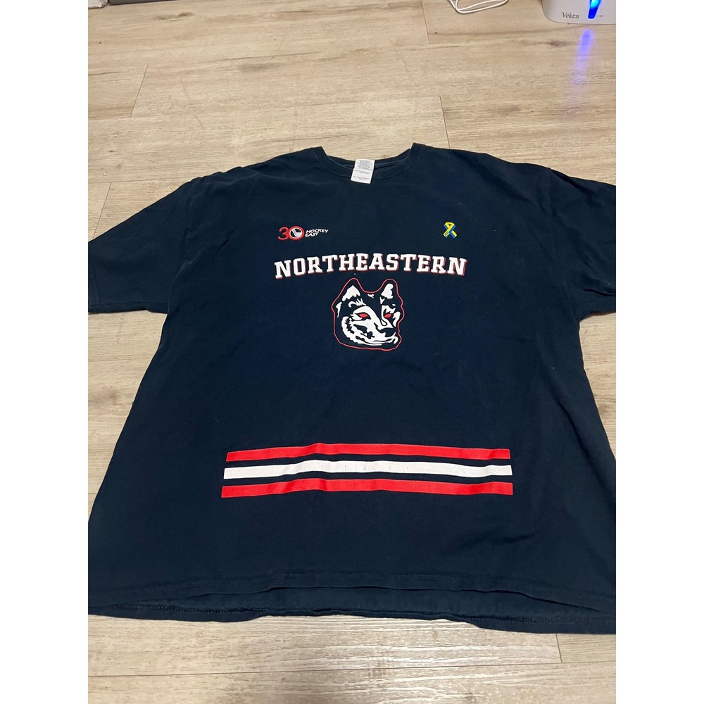 Northeastern Huskies Boston Hockey Shirt Black Sz 2XL Mens NCAA